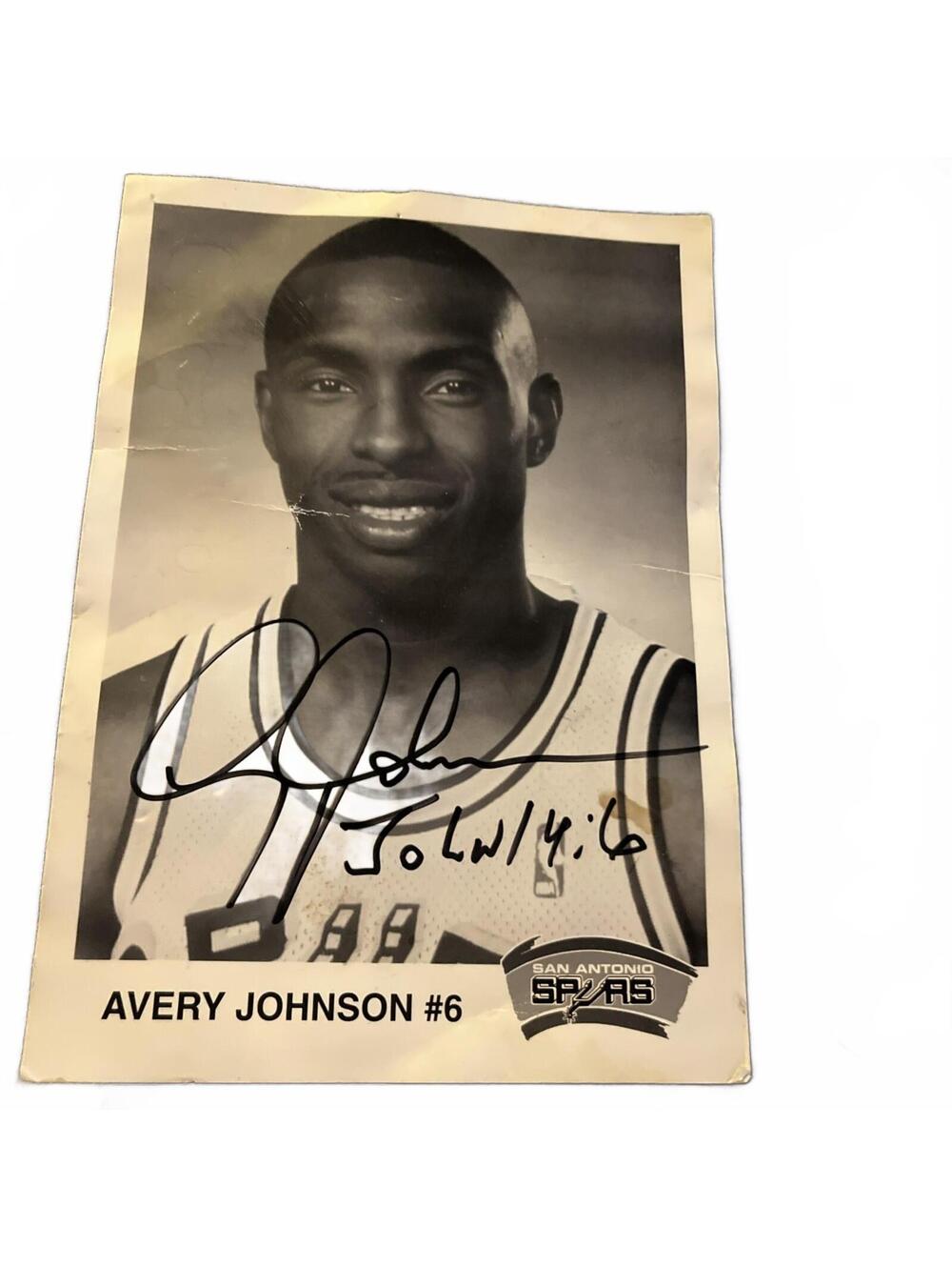 Autographed Avery Johnson #6 San Antonio Spurs Photo